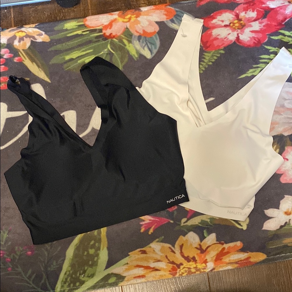 Nautica Black and White V-Neck Bras